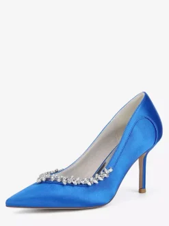 Chaussures de mariée ivoire à bout pointu et strass escarpins à talons hauts