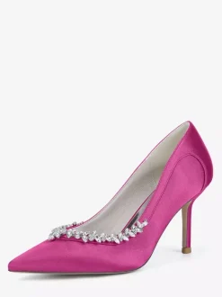 Chaussures de mariée ivoire à bout pointu et strass escarpins à talons hauts