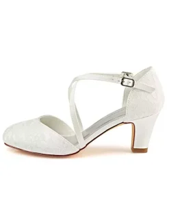 Chaussures de mariée ivoire en satin boucle réglable chaussures de mariage