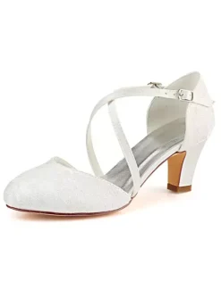 Chaussures de mariée ivoire en satin boucle réglable chaussures de mariage