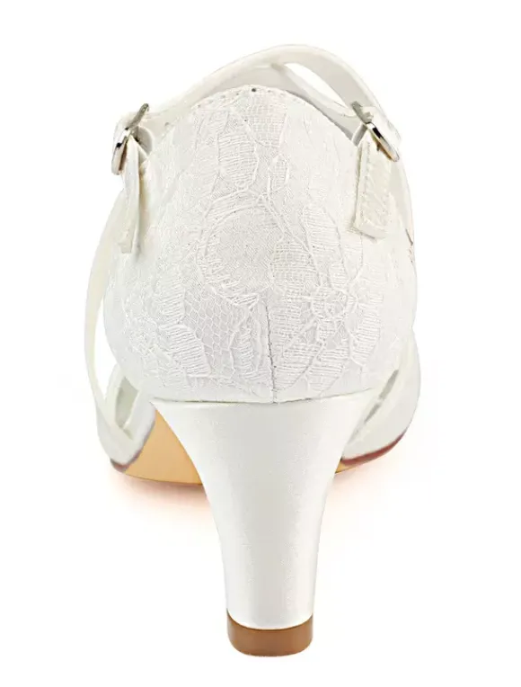 Chaussures de mariée ivoire en satin boucle réglable chaussures de mariage