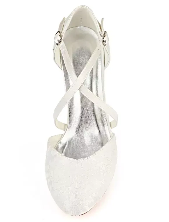 Chaussures de mariée ivoire en satin boucle réglable chaussures de mariage