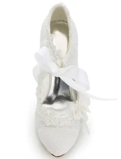 Chaussures de mariée ivoire à lacet talon haut
