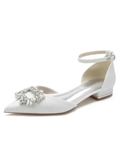 Chaussures de Marieés Femme avec Bout Pointu en Paillette Unicolore