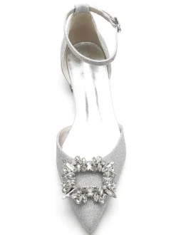 Chaussures de Marieés Femme avec Bout Pointu en Paillette Unicolore