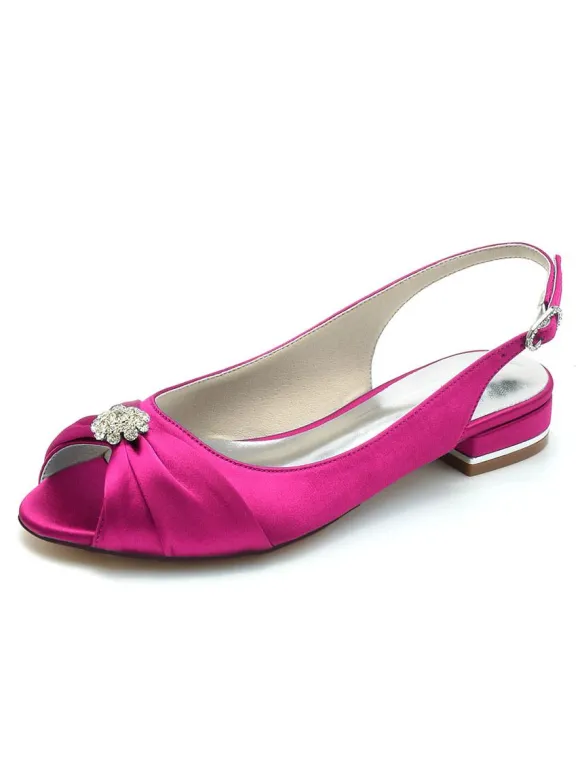 Chaussures de Mariées Femme en Satin avec Bout Ouvert en Paillette Unicolore