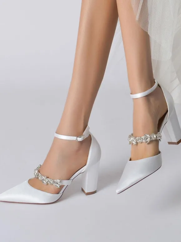 Chaussures de Mariées Femme à Talons Hauts avec Bout Pointu Unicolore