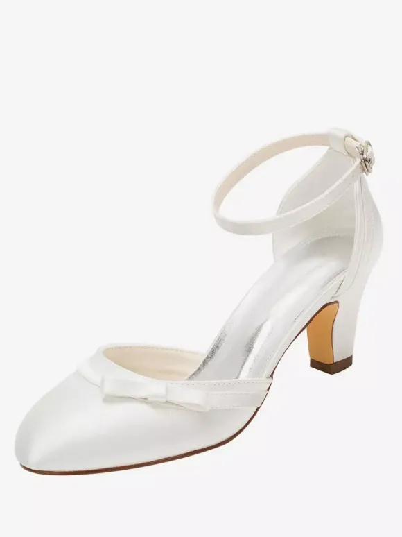 Chaussures de mariée talon carré boucle réglable