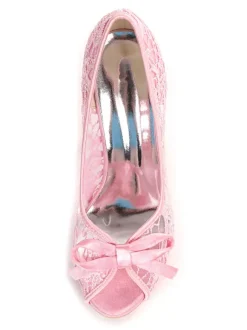 Chaussures de mariée à talons aiguilles en dentelle blanche