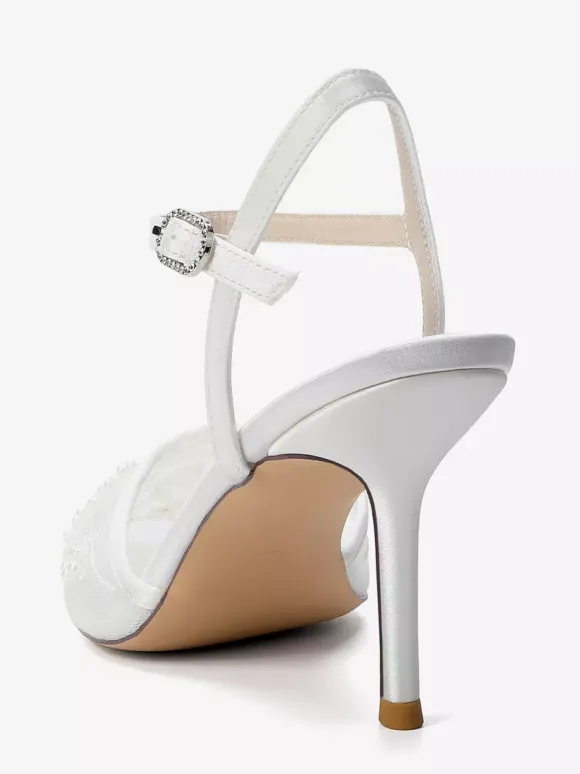Chaussures de mariée à talons hauts bout pointu ornées de perles