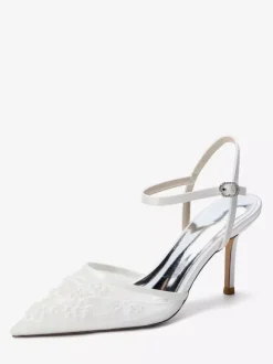 Chaussures de mariée à talons hauts bout pointu ornées de perles