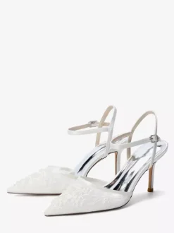Chaussures de mariée à talons hauts bout pointu ornées de perles