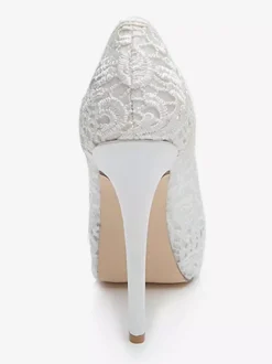 Chaussures De Mariée Transparentes en dentelle plateforme talon haut Sandales mariage