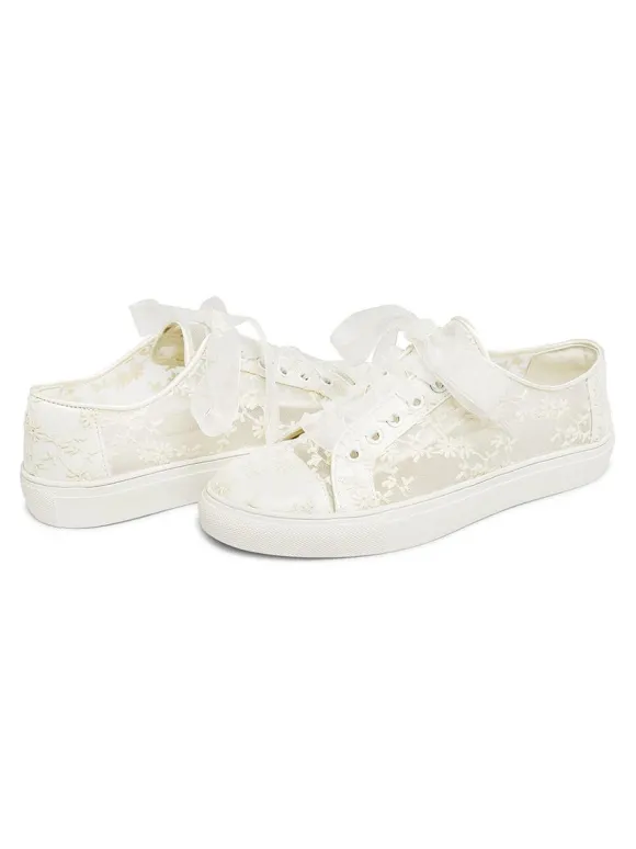 Chaussures De Mariée Transparentes Baskets Plates En Soie Et En Satin Bout Rond