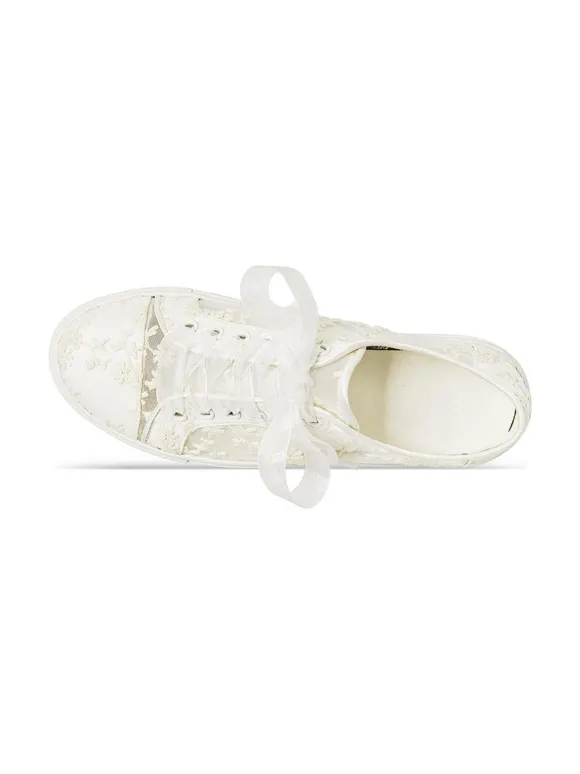 Chaussures De Mariée Transparentes Baskets Plates En Soie Et En Satin Bout Rond