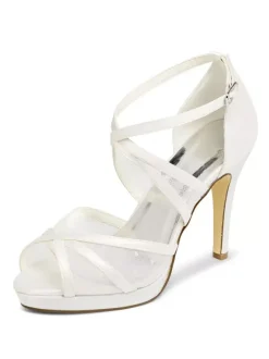 Chaussures de Mariée Transparentes Mariage à Talons Hauts Bout Rond Unicolore Vintage