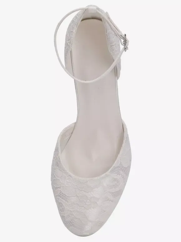 Chaussures De Mariée Vintage Ivoire En Satin Sangle Talon Carrée Chaussures Mariage Rétro