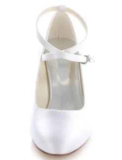 Chaussures de mariée vintage talon haut boucle réglable