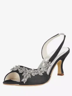 Chaussures de Mère de Mariée 2026 Violet Bout Ouvert Strass Slingbacks Chaussures de Mariage Talon de Chaton Chaussures de Mariée