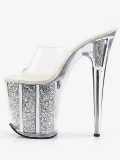 Chaussures de Pole Dance Sandales Sexy Pour Femme En Cuir Rose Peep Toe Plateforme Pantoufles Sexy Transparentes Chaussures de Strip-teaseuse