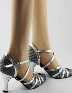 Chaussures de salon femme argent boucle réglable