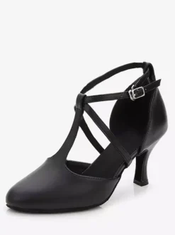 Chaussures de salon femme noir boucle réglable