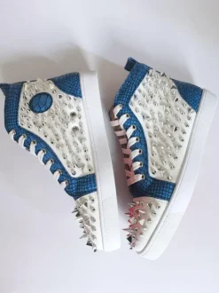 Chaussures de skate plates bleues pour hommes baskets montantes avec pointes chaussures de soirée décontractées pour bal de fin d'année