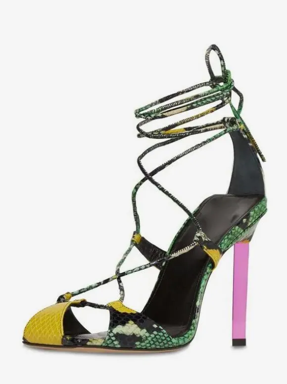 Chaussures de soirée en satin bleu à lacets chaussures sandales à talons hauts pour femmes