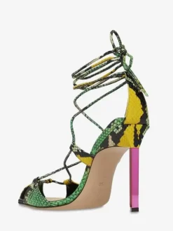 Chaussures de soirée en satin bleu à lacets chaussures sandales à talons hauts pour femmes