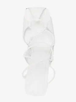 Chaussures de soirée en satin bleu à lacets chaussures sandales à talons hauts pour femmes