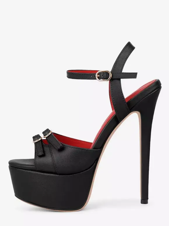 Chaussures de soirée à talons hauts Sadnals plateforme bout ouvert et boucle