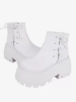 Chaussures gothiques Lolita en cuir PU blanc chaussures Lolita à talons compensés