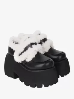 Chaussures gothiques Lolita en cuir PU noir chaussures Lolita à talons compensés