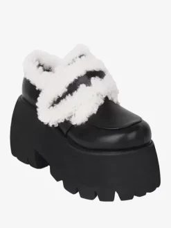 Chaussures gothiques Lolita en cuir PU noir chaussures Lolita à talons compensés