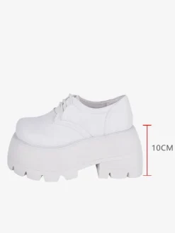 Chaussures gothiques épaisses Lolita noires en cuir PU à bout rond Lolita