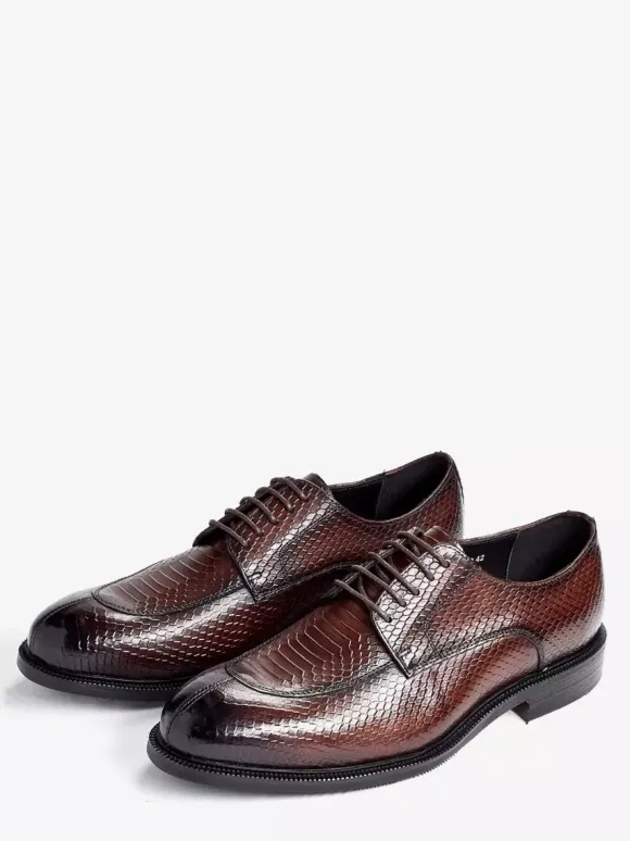 Chaussures habillées derbies pour hommes en cuir véritable gaufré python chaussures d'affaires formelles