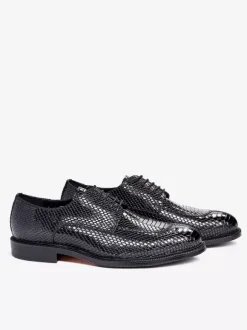 Chaussures habillées derbies pour hommes en cuir véritable gaufré python chaussures d'affaires formelles