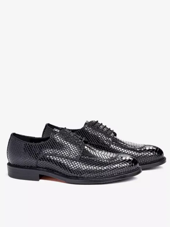 Chaussures habillées derbies pour hommes en cuir véritable gaufré python chaussures d'affaires formelles