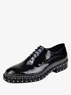 Chaussures habillées hommes pour mariage à bout rond rivets en cuir de vache