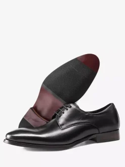 Chaussures habillées noires pour hommes bout rond à lacets