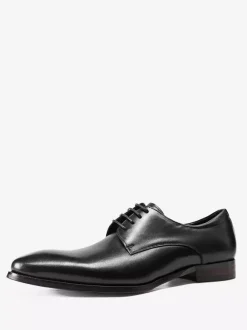 Chaussures habillées noires pour hommes bout rond à lacets