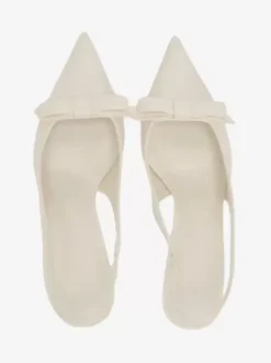 Chaussures habillées noires à talons hauts avec n艙uds et bride arrière à talons aiguilles