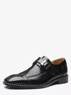 Chaussures habillées pour hommes à enfiler en cuir à brides à bout pointu Oxford chaussures d'affaires formelles