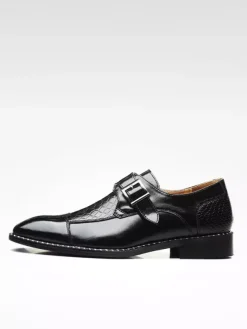 Chaussures habillées pour hommes à enfiler en cuir à brides à bout pointu Oxford chaussures d'affaires formelles