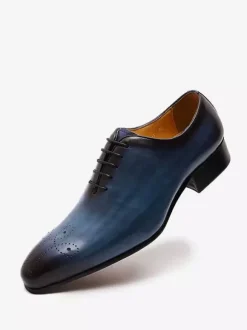 Chaussures habillées pour homme en cuir de vachette à bout rond de qualité