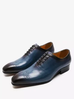 Chaussures habillées pour homme en cuir de vachette à bout rond de qualité