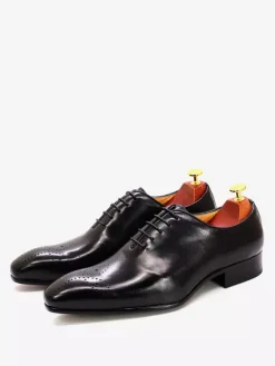 Chaussures habillées pour homme en cuir de vachette à bout rond de qualité