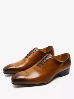 Chaussures habillées pour homme en cuir de vachette à bout rond de qualité