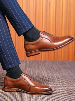 Chaussures habillées pour hommes à bout rond en cuir PU Derby Prom Party Chaussures de mariage