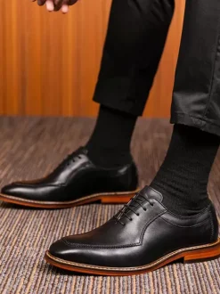 Chaussures habillées pour hommes à bout rond en cuir PU Derby Prom Party Chaussures de mariage